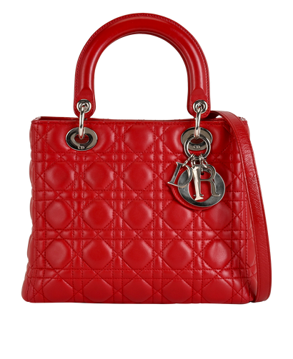 Medium Lady Dior, £1,950, Handbags, Red, Leather, Front view